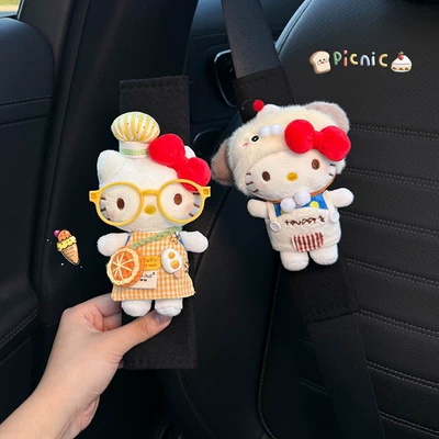 2026 New Model Car Seatbelt Shoulder Pads, Car Interior Seatbelt Decoration, Anti-Wear Clothing, Couple Set, Goddess Style (Seat belt shoulder pad) - black-for-all-seasons-puppy-suit-kt-orange-kt