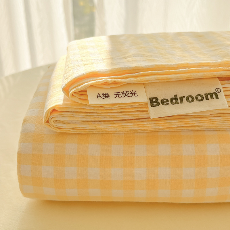 母子グレード A タイプ裸睡眠純綿シーツ小さな新鮮な綿シングルピース学生寮シングルとダブル枕カバー 3 点セット