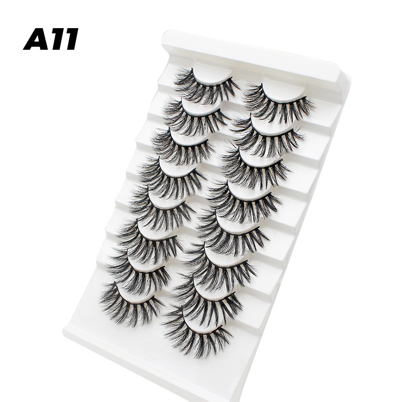 DINGSEN fuente transfronteriza fábrica pestañas falsas 8 pares de pestañas naturales gruesas de gran volumen LOGO