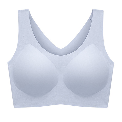 Yunduo Seamless Underwear Women's No Size Bra One-piece Bra Big Breast Shows Small Fixed Cup Large Size Bra Thin