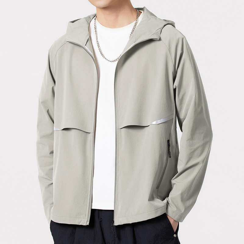 2026 New Spring and Autumn Breathable Windproof Hooded Jacket for Men, Thin Jacket for Outdoor Sports and Leisure