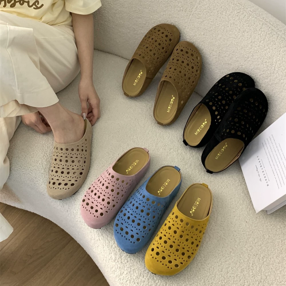 Женские закрытые мюли на толстой подошве, лето 2025, новый стиль, универсальные сабо в стиле ретро Birkenstock.