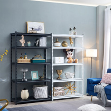 家用多层置物架卡扣仓储展示架落地铁架外葫芦孔货架角钢超市钢木