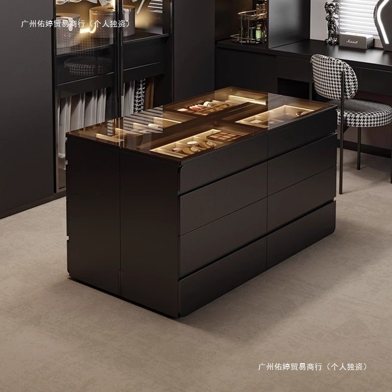轻奢衣帽间中岛家用首饰收纳展示柜双面抽屉落地卧室现代斗柜饰品
