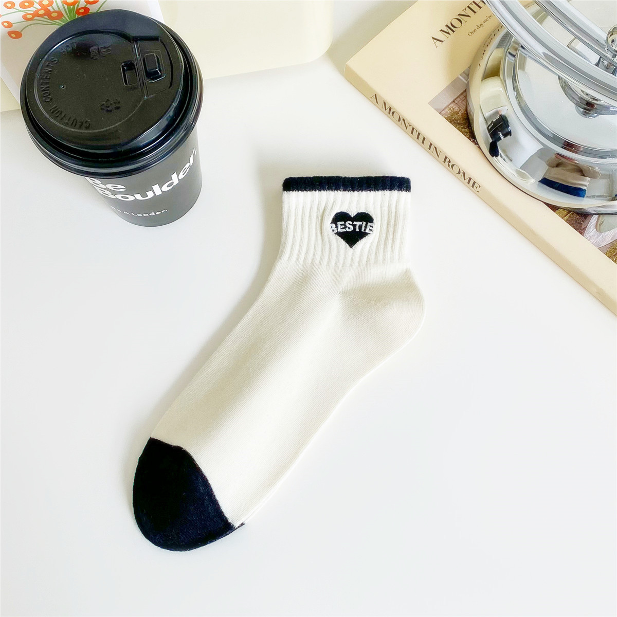 Calcetines de la serie 5 de letras femeninas amor