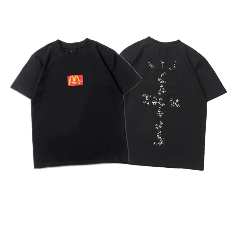 Модная футболка унисекс с коротким рукавом и принтом M от бренда Travis Scott, в американском стиле, для лета.