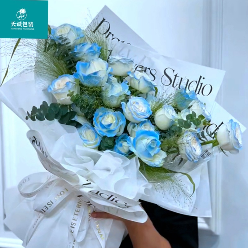 ins简约网红纸防水鲜花包装英文牛皮纸白色花艺包花纸花店情人节