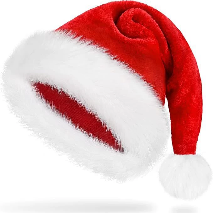 Long plush Christmas hat, large pompon, 32×45 cm, multiple colors