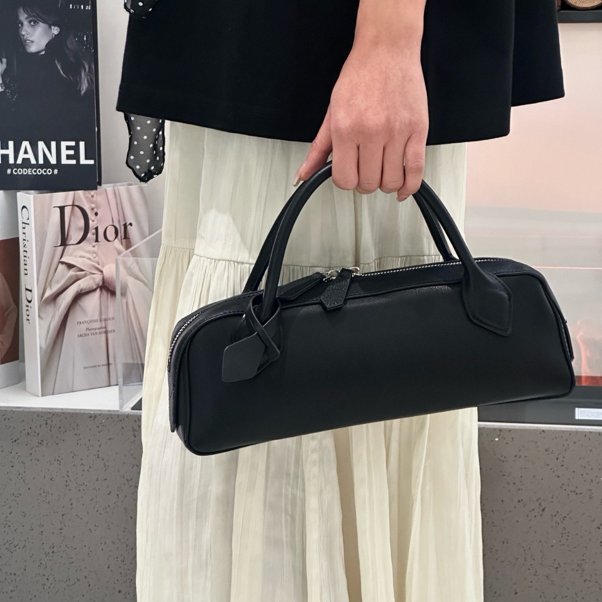 Cross-Border New Top Grain Cowhide Baguette Bag Retro Shoulder Long Bag Nappa Genuine Leather Women's Handbag