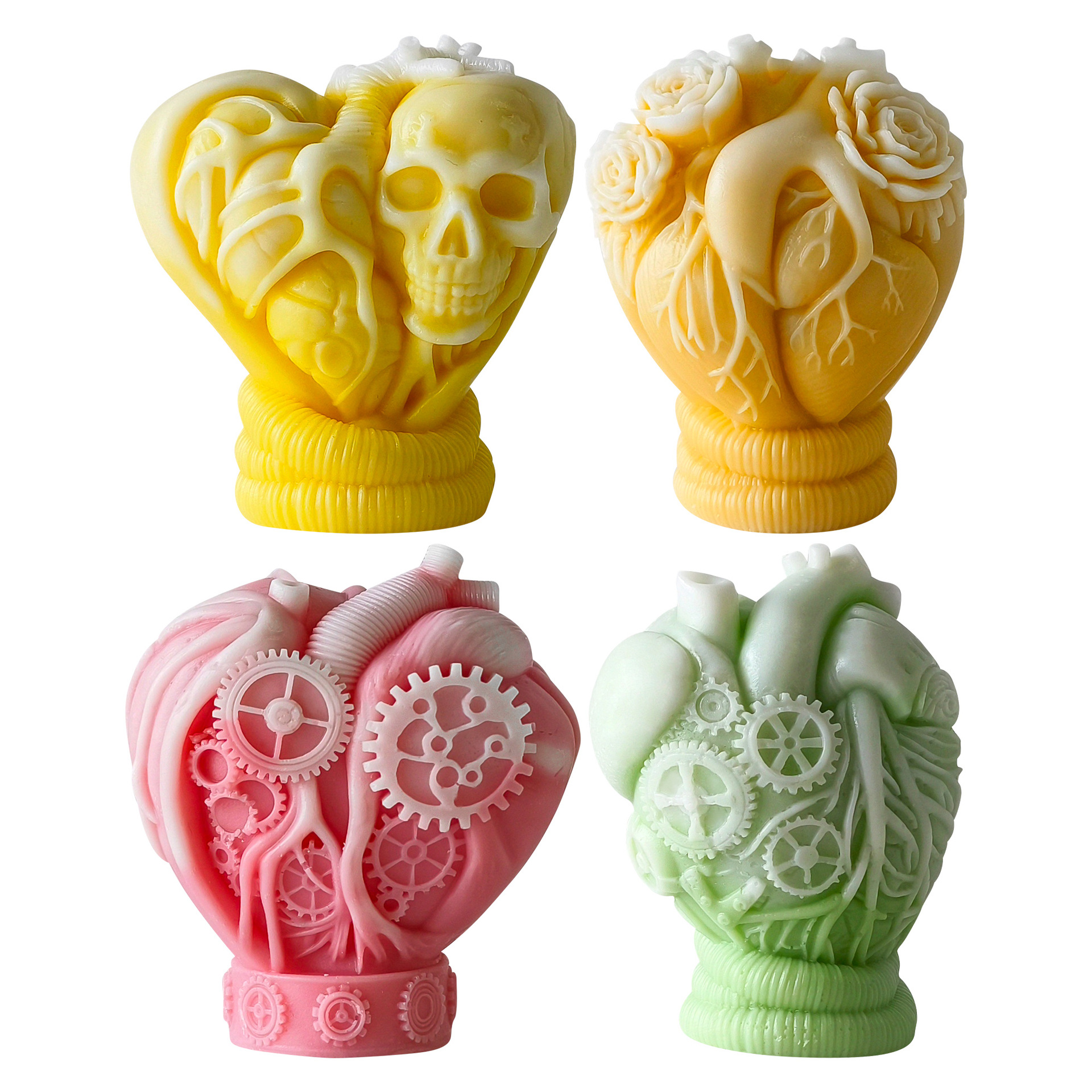 Jiahui Mei corazón molde de cera de banana diy vela hecha a mano cristal adorno goteo