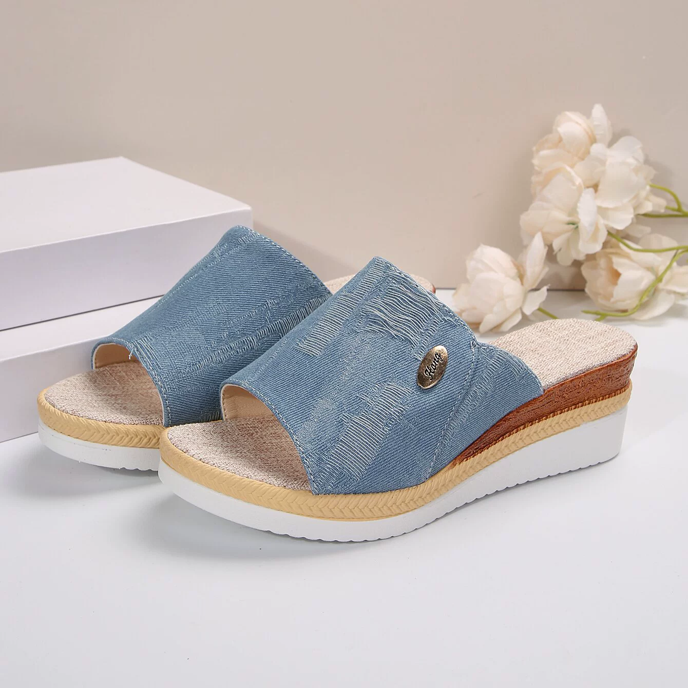 Slippers, footwear platform, beach slide for leisure, for import, European style, plus size