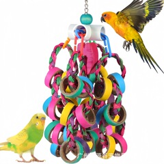 オウムのおもちゃ紙管カラフルな鳥用品器具鳥かごアクセサリー噛むインビジブルオウム鳥のおもちゃ