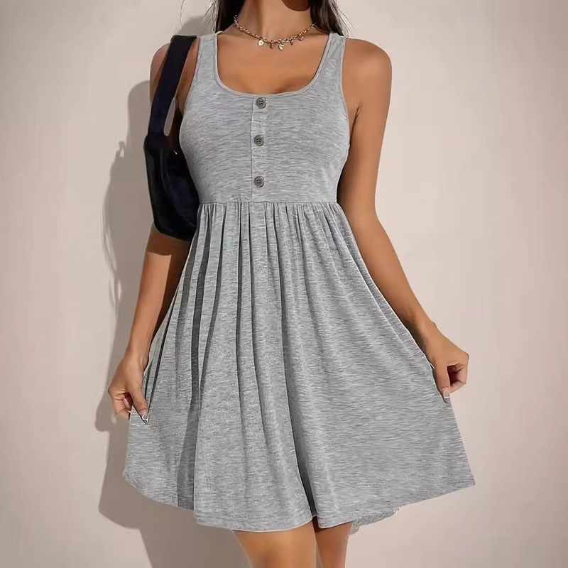 Amazon Sun Dress Summer Beach Sleeveless Spaghetti Strap Dress Buttoned Ruched Flowy Pleated Dress Amazon Sun Dress Summer Beach Sleeveless Spaghetti Strap Dress Buttoned Ruched Flowy Pleated Dress