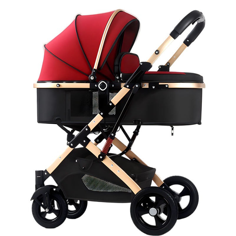 El cochecito de bebé de alto paisaje se puede sentar y acostarse, ligero y plegable, amortiguador bidireccional, cochecito de bebé para niños recién nacidos al por mayor