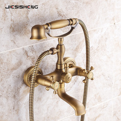 Antique-style full copper bathtub faucet wall-mounted bathroom simple handheld shower set cold and hot wall outlet faucet