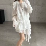 显瘦荷叶边蕾丝春夏衬衫