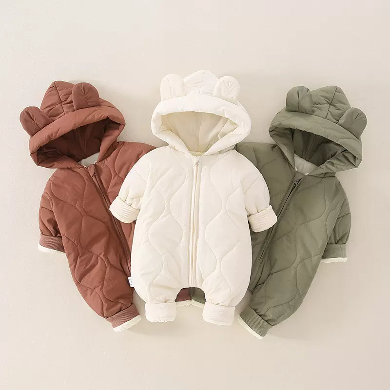 婴儿秋冬衣服宝宝连体衣保暖衣新生儿爬服加厚棉服外出服棉衣哈衣
