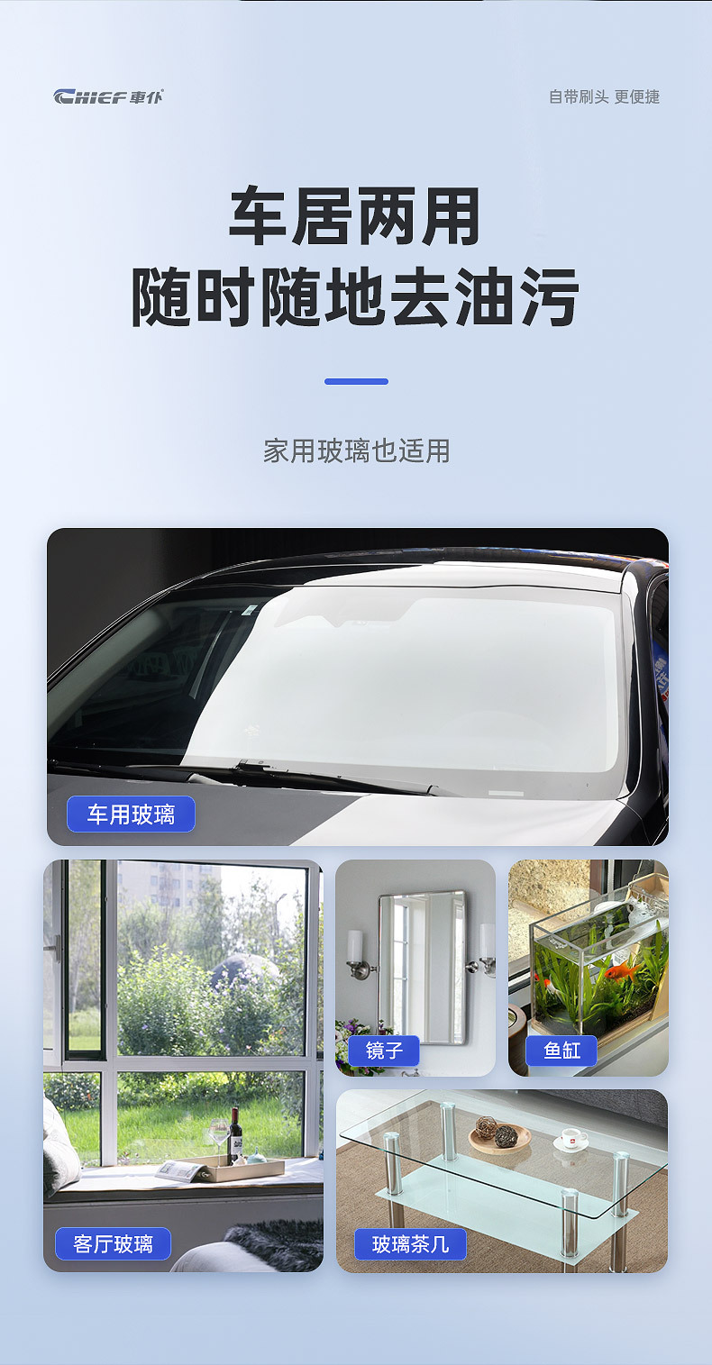 Chief/Car Servant Oil Film Cleaner Front Windshield Cleaning Remove Rear View Mirror Foam Degreating Gum Window
