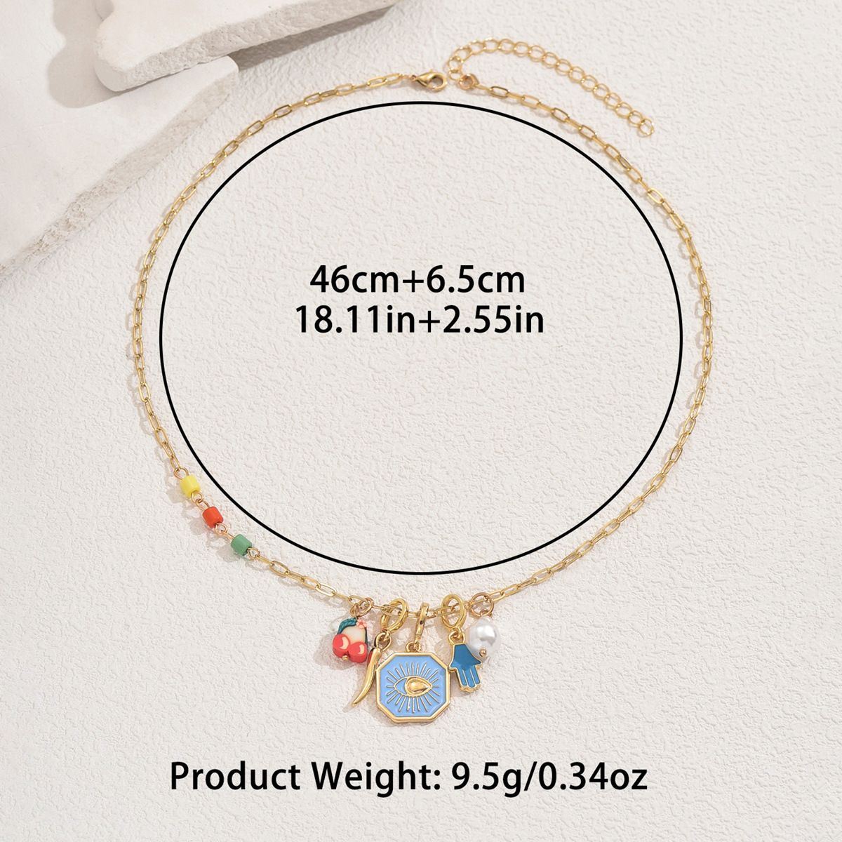 Holiday, Daily Occasion Copper Material Wholesale Jewelry Vintage Style Classic Style Geometric Palm Copper Cable Chain Multi Charms Necklace