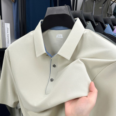 無痕夏半袖poloシャツ男高級感シンプル純色襟中年男性tシャツメーカー直販