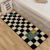 Modern minimalist ins carpet Retro Chessboard grid Bedside carpet Cloakroom black and white lattice door mat bedroom Mat