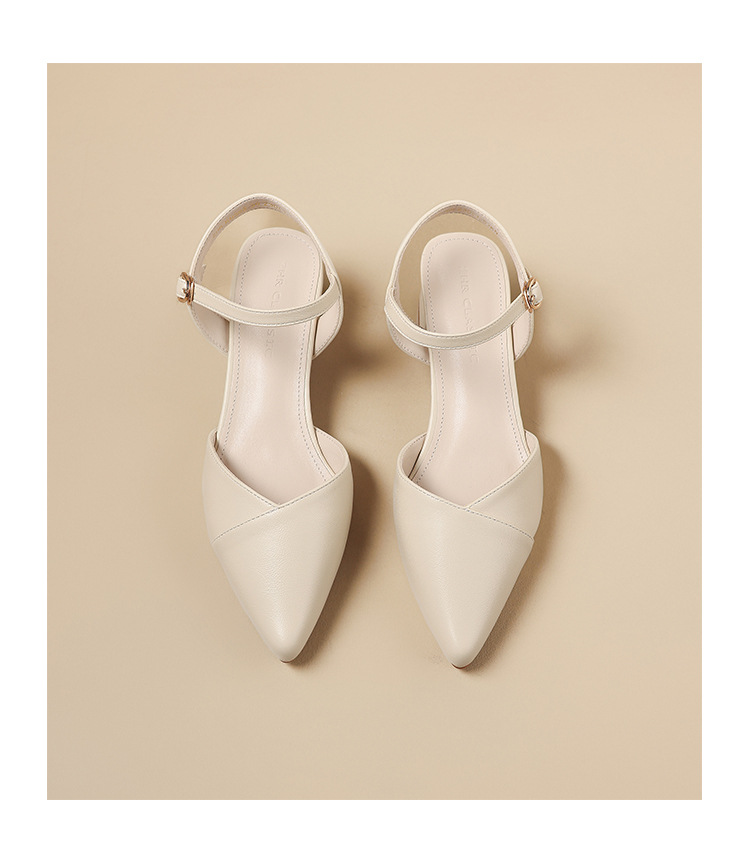 Sandal nữ cao gót quai ngang mũi nhọn phong cách Pháp — KN392 Màu be chi tiết 17