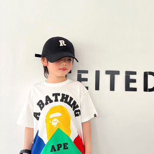 Japanese Style Trendy Brand Children's Wear 2025 Summer New Style Boys' Baby Top Cartoon Printed Round Neck Half Sleeve T-Shirt