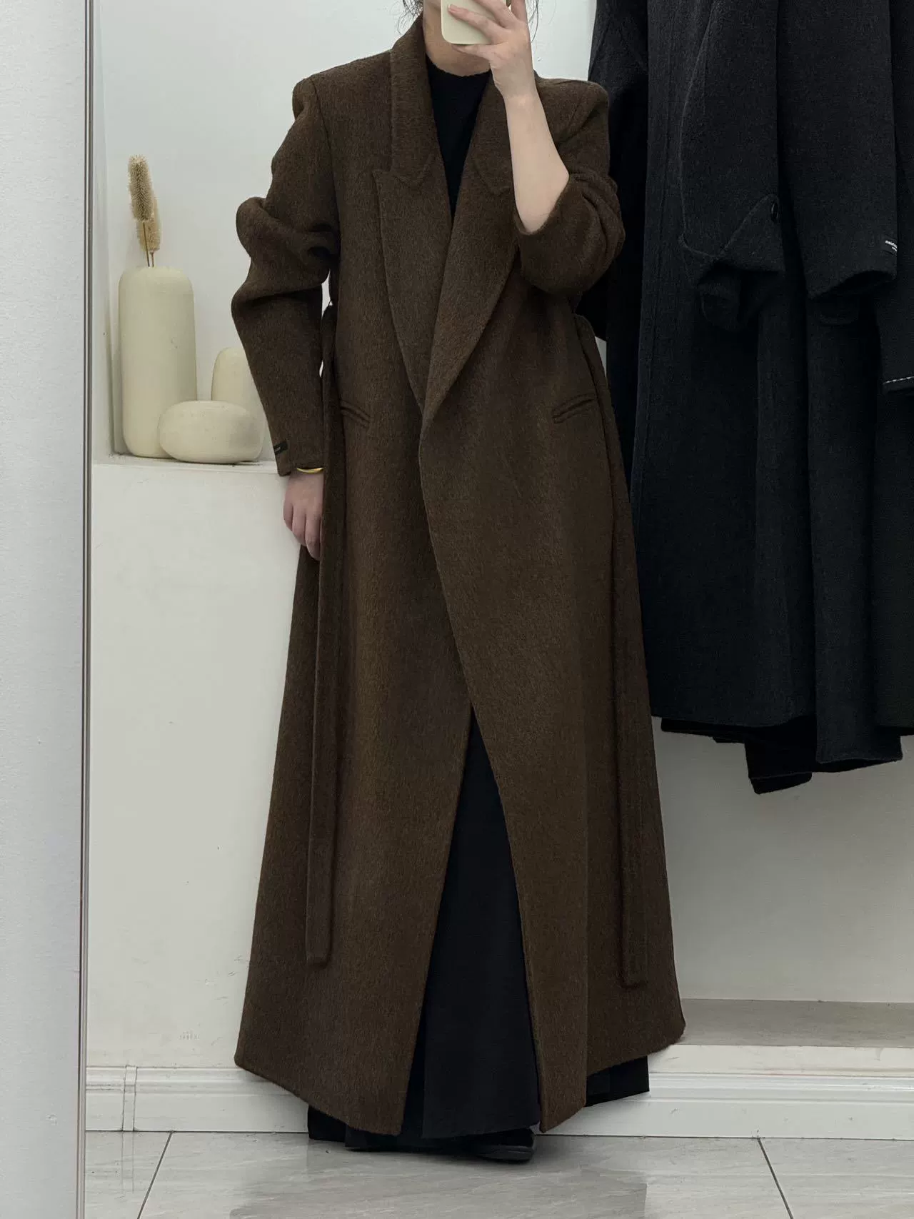 Long suit, double-sided cashmere bathrobe, woolen woolen coat