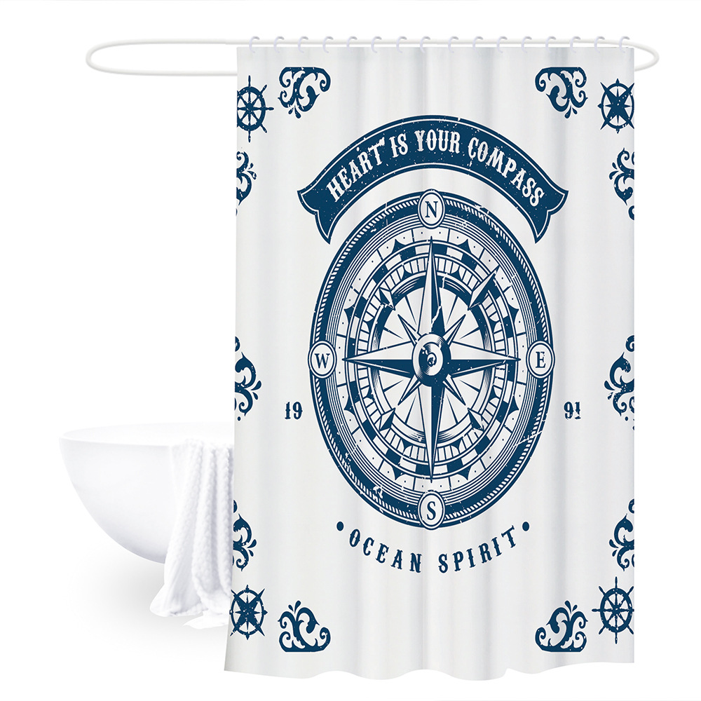 Cortina de baño de poliéster personalizada incluida botón de plástico baño de ducha impermeable cortina de baño de partición antifungal