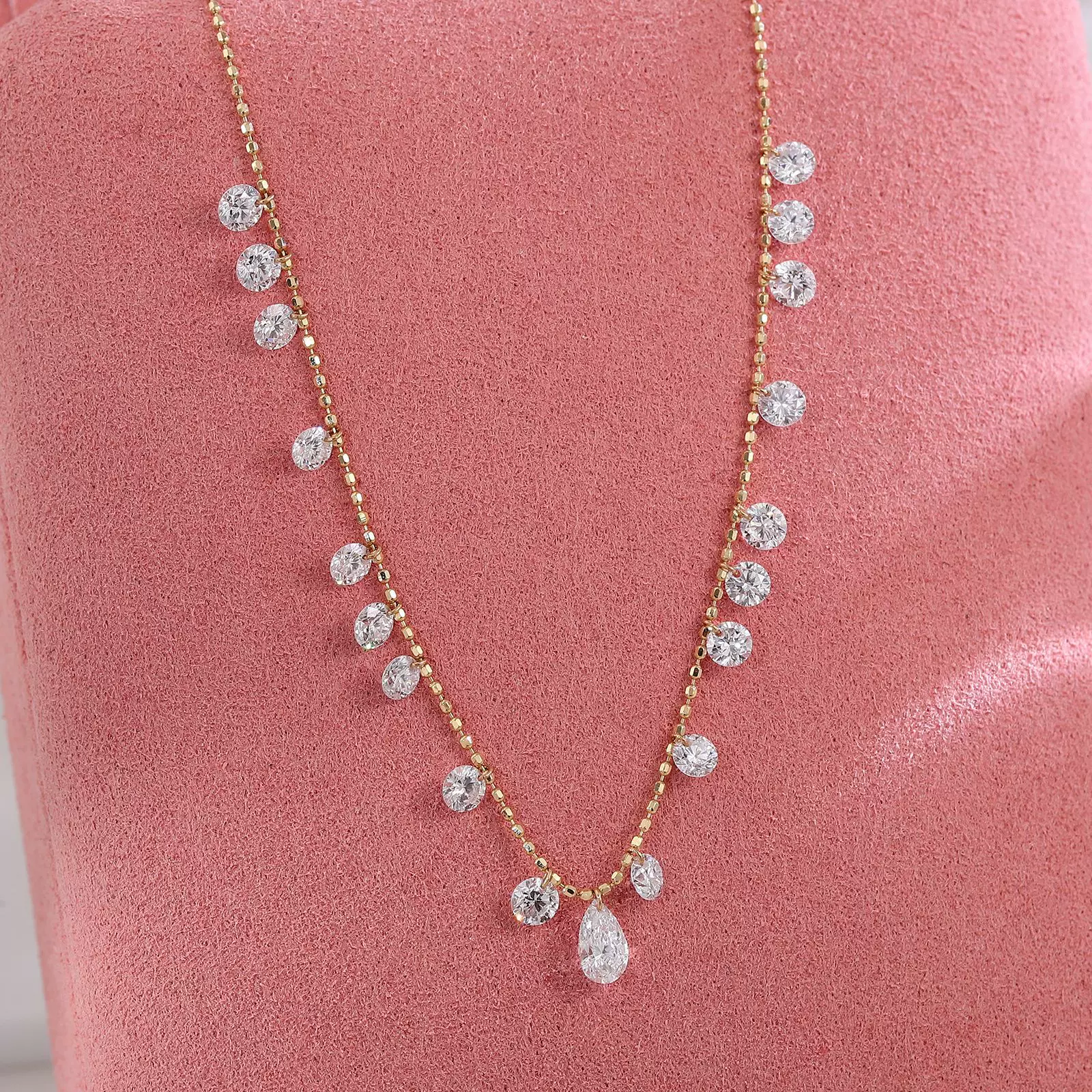 培育钻石项链女真钻18K时尚轻奢婚宴高档项链送礼物跨境首饰定制