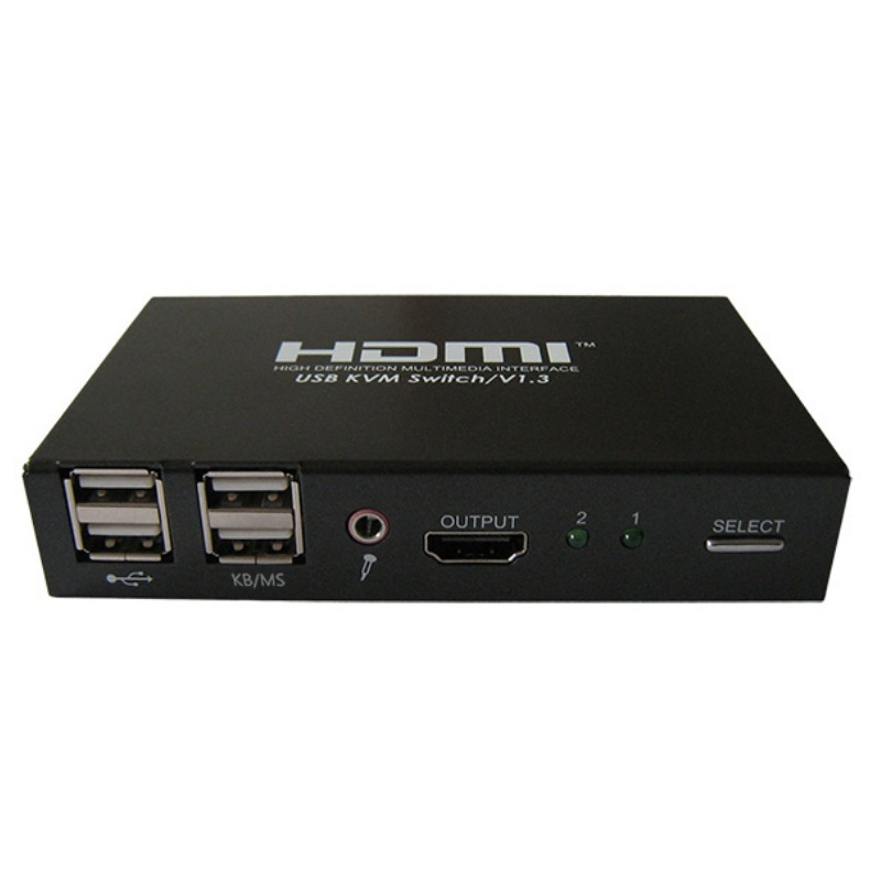 Switch HDMI multicomputadora de 2 puertos con entrada de micrófono image 2