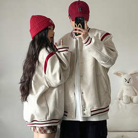 600G彩棉 加厚 毛呢  刺绣 高级感 情侣秋冬宽松 潮牌 外套棒球服