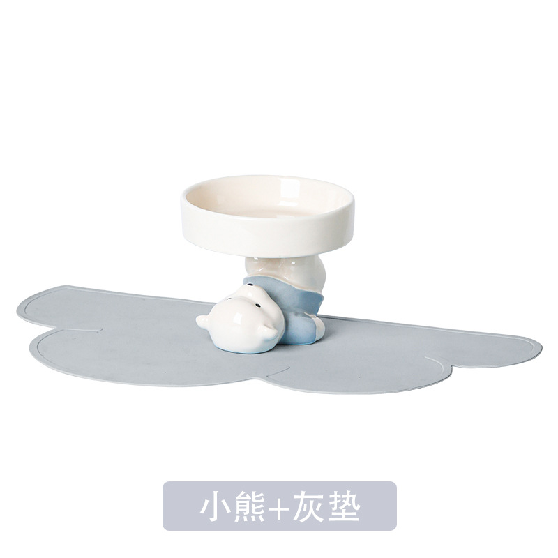 파란 곰 그릇 + 회색 플레이스매트