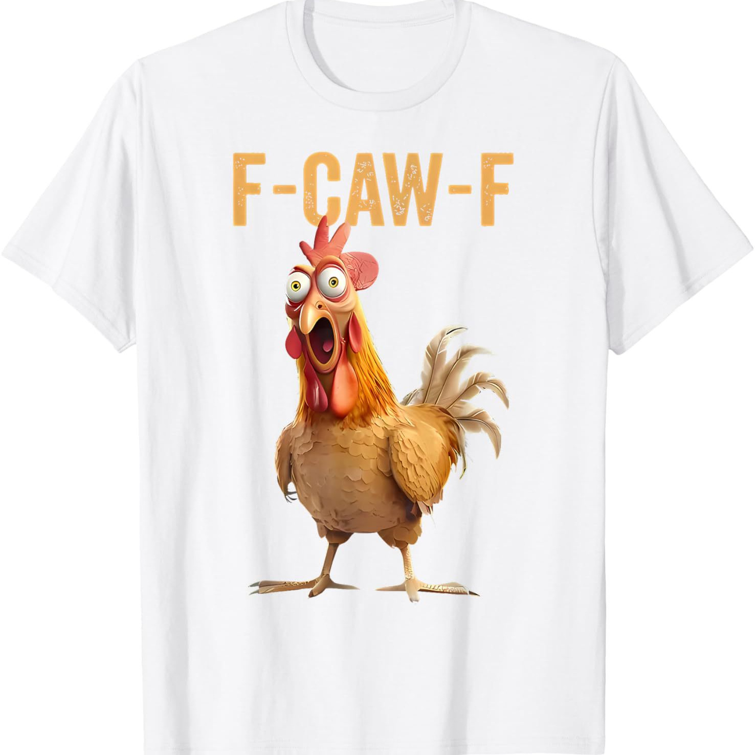 Cross-Border New Tops with Funny and Interesting Prints F-Caw-F Surprised Chicken Round Neck Short-Sleeved Loose T-Shirts for Men and Women