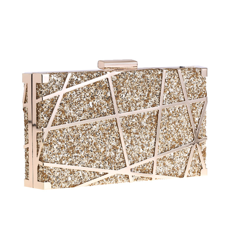 Fashion Square Dinner Bag Metal Hand Bag Banquet Bag Hollow Dinner Bag Chain Clutch display picture 9