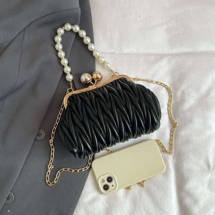Жемчужная цепь, сумка через плечо на одну лямку, стиль Chanel, сумка с цепочкой