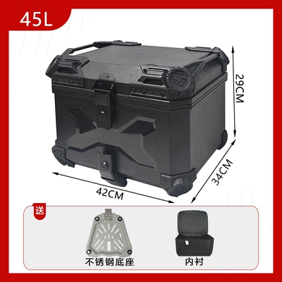 Trunk, Motorcycle trunk - stainless-steel-base-model-b-45labs-embossed-all-black-lining-quick-release