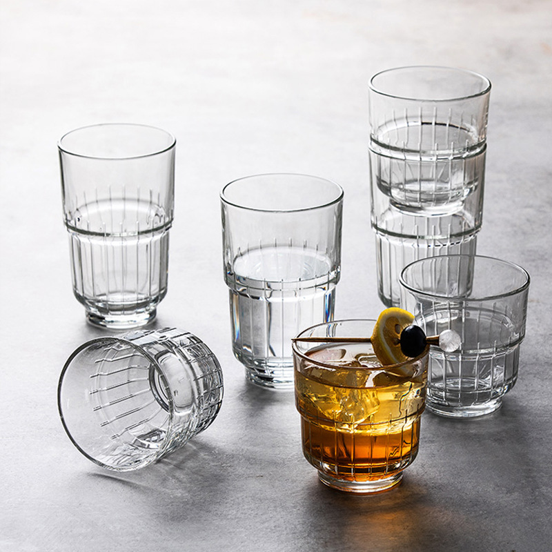 輕奢風玻璃杯家用現代潮流水杯果汁杯牛奶飲料杯威士忌酒杯咖啡杯