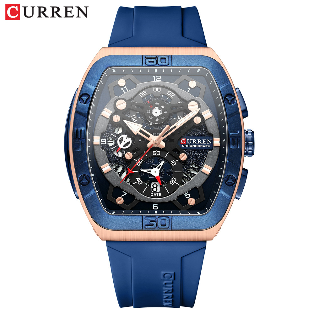 Curren/Karen 8443 Men's Watch Calendar Watch Tape Quartz Watch Six-pin Watch Sports Men