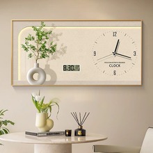 新款海纳百川餐厅装饰画万年历吃饭厅餐桌背景墙客厅带钟表挂画