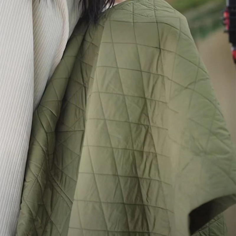 年新款宽松菱格夹棉秋冬天外套女春秋中长款百搭休闲风衣棉衣|undefined