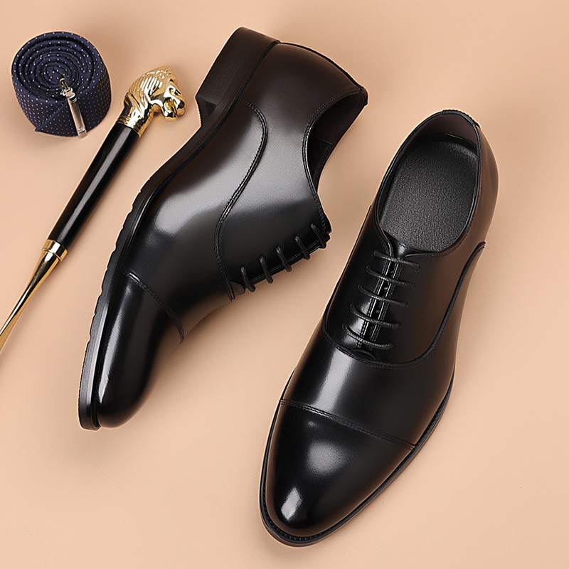 Wholesale Spot Business Formal Leather Shoes Men's Three-Joint Oxford Toe-Layer Cowhide Pointed Toe Dropshipping