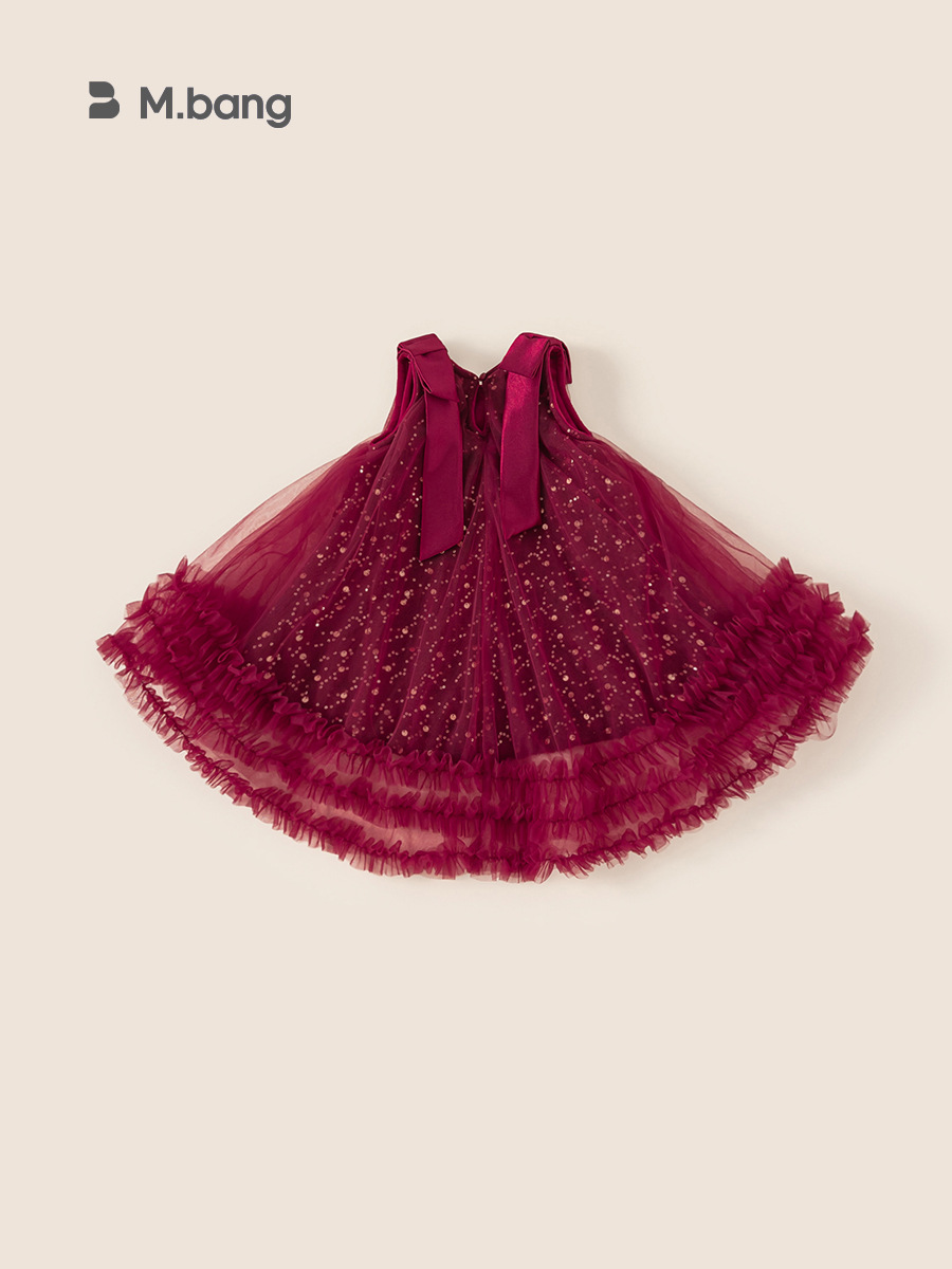 Yubao ropa infantil de niña red de pañuelo de pañuelo vestido de princesa de Navidad Año Nuevo vestido de aniversario vestido de pastel