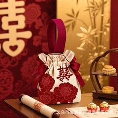 结婚喜糖袋子抽绳高级感伴手礼包装订婚满月伴手礼袋糖果布袋包装