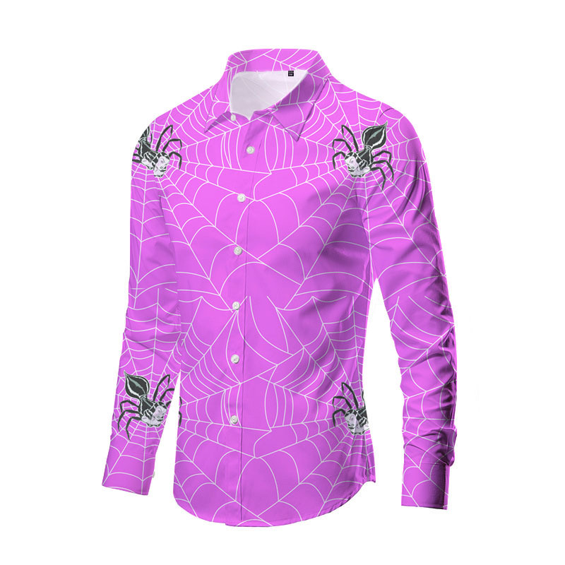 Europa y América nueva transfronteriza más TAMAÑO DE Halloween impreso de horror de los hombres delgados de moda impreso camisa de manga larga top