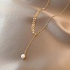 Sexy necklace from pearl, chain for key bag , accessory, Korean style, simple and elegant design, internet celebrity