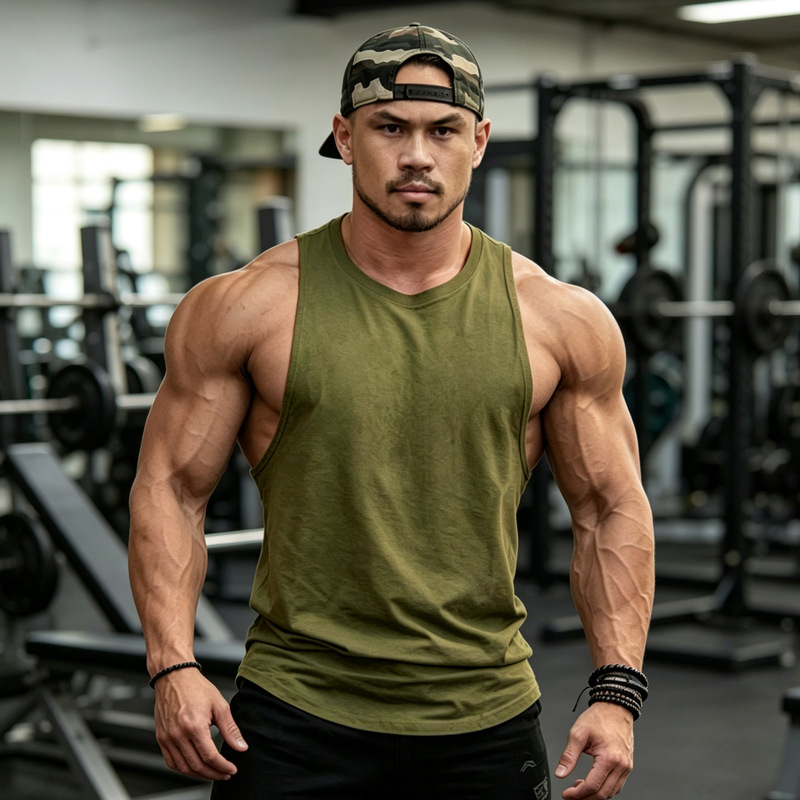 Men's fitness vest loose waistcoat sports running basketball European and American tide l flow plus size sleeveless T-shirt custom logo