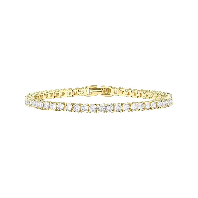 Zircon Inlay Material Bracelets Classification Wholesale Jewelry Vacation Simple Style Solid Color Copper Zircon Inlay Bracelets Tennis Chain