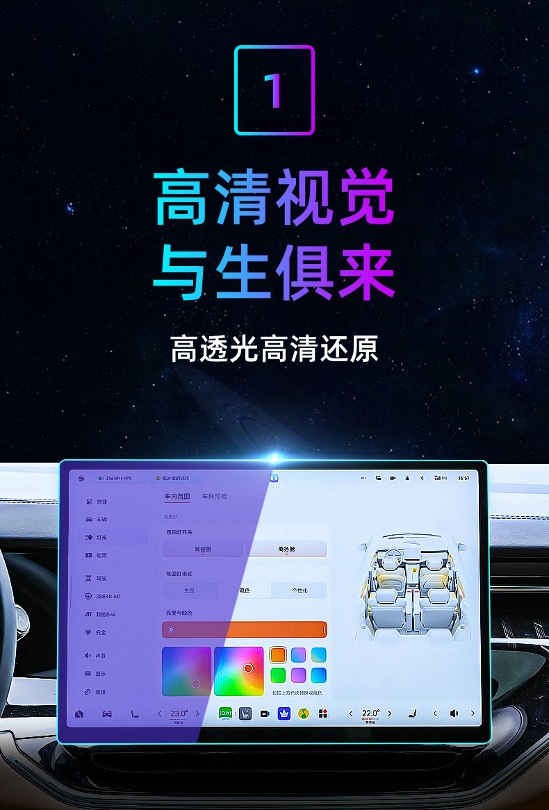 Suitable for 26 Models of Zeekr 009 Central Control Tempered Film, Car Navigation Screen Film, Display Screen Protective Film, Dashboard