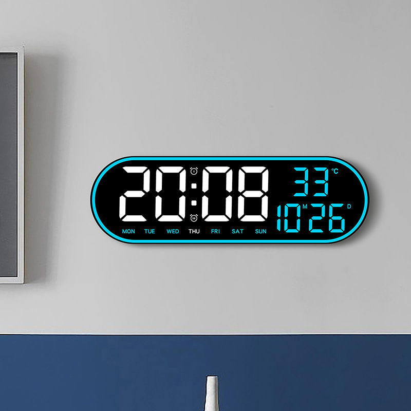 Reloj multifuncional simple sala de estar reloj de pared decoración doméstica reloj electrónico digital reloj silencioso reloj despertador multi-grupos 8021